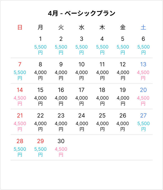 Plan's Fee Calendar
