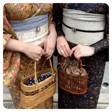 Kimono Rental and Wicker Bag (¥500)