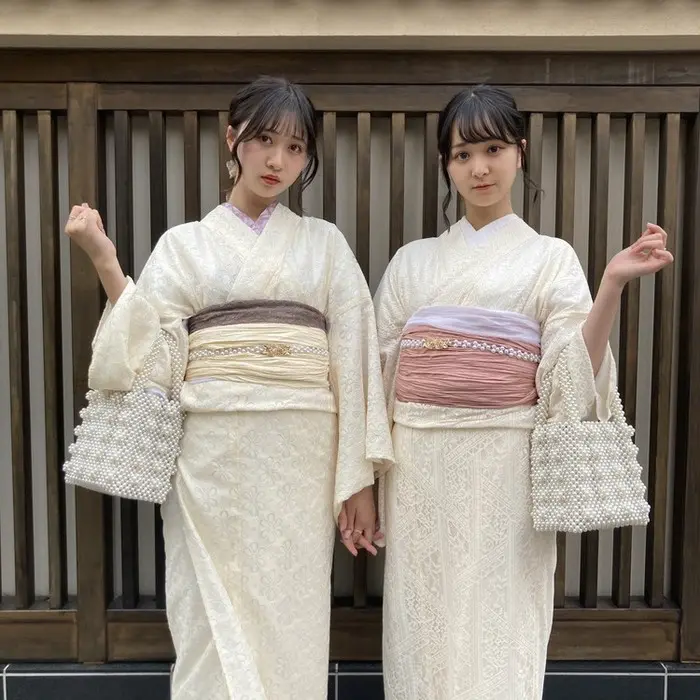 Stylish Lace Kimono with Black Accessories on White Lace