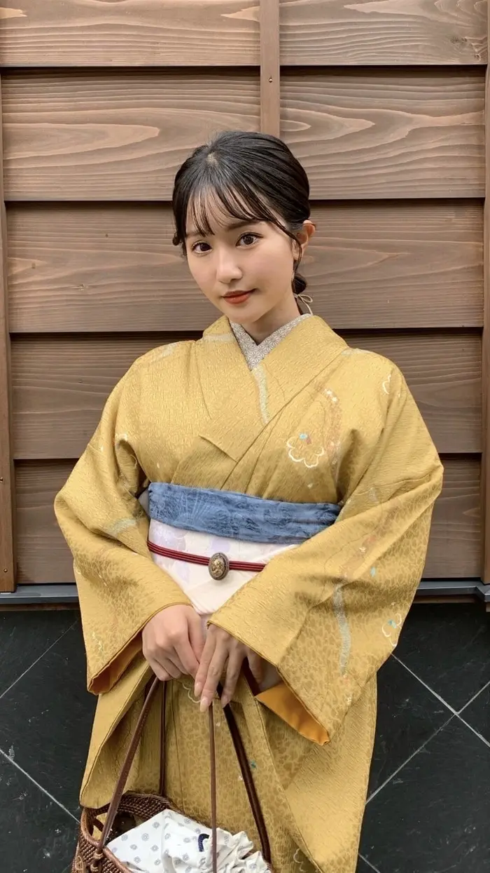 Vibrant Yellow Retro Kimono