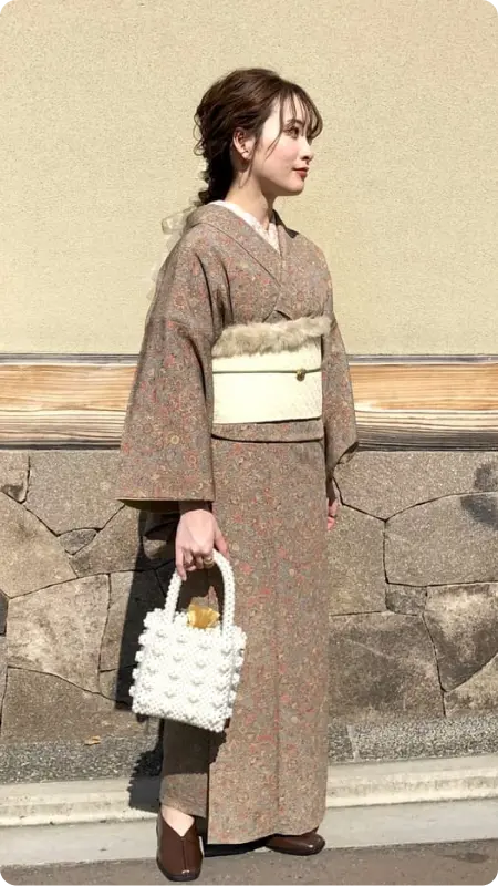 Elegant Antique Kimono in Muted Brown