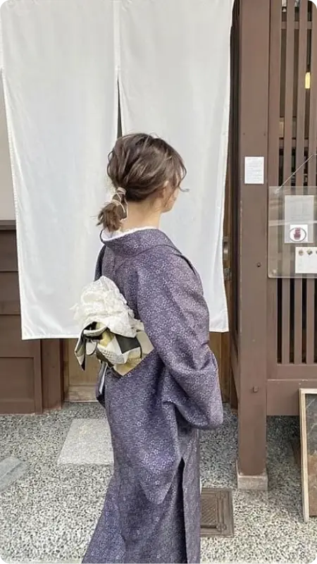 Mature Kimono with Purple Classical Patterns