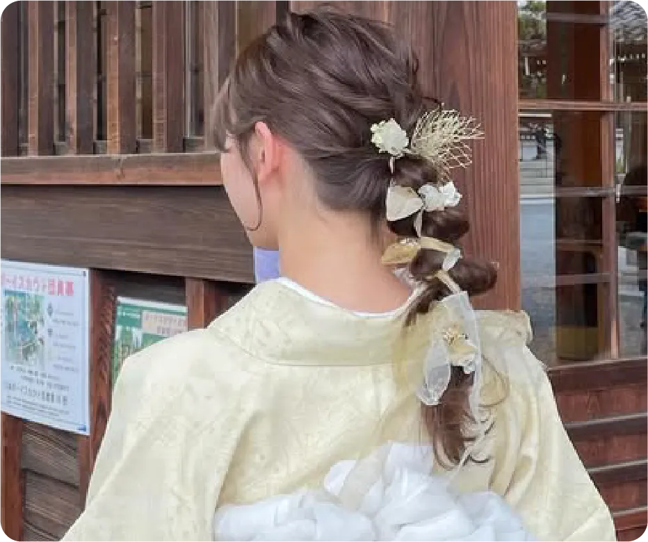 編みおろしのヘアセット例1