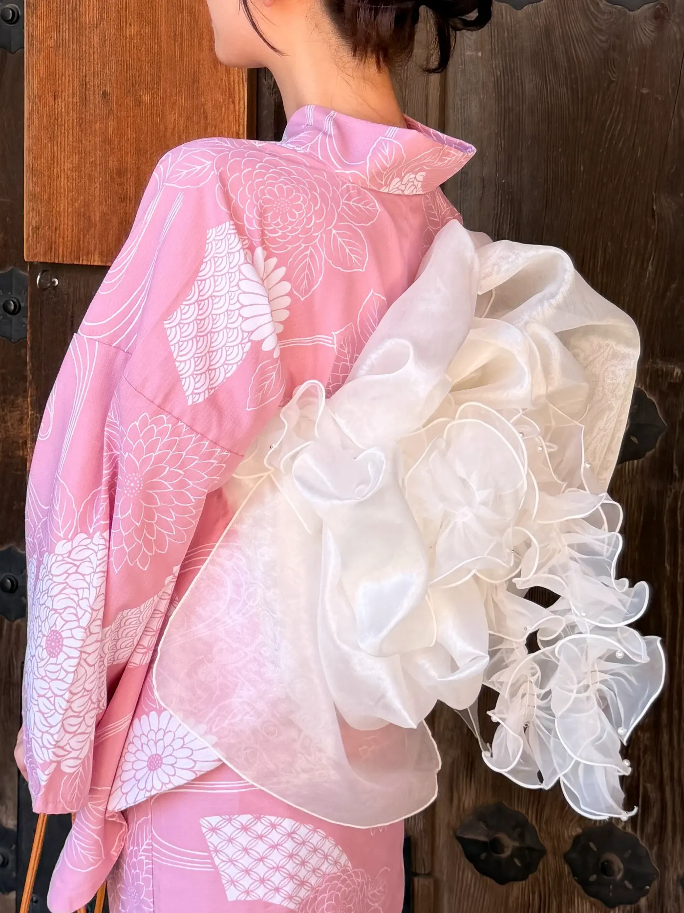 梨花和服のボリュームブーケ帯