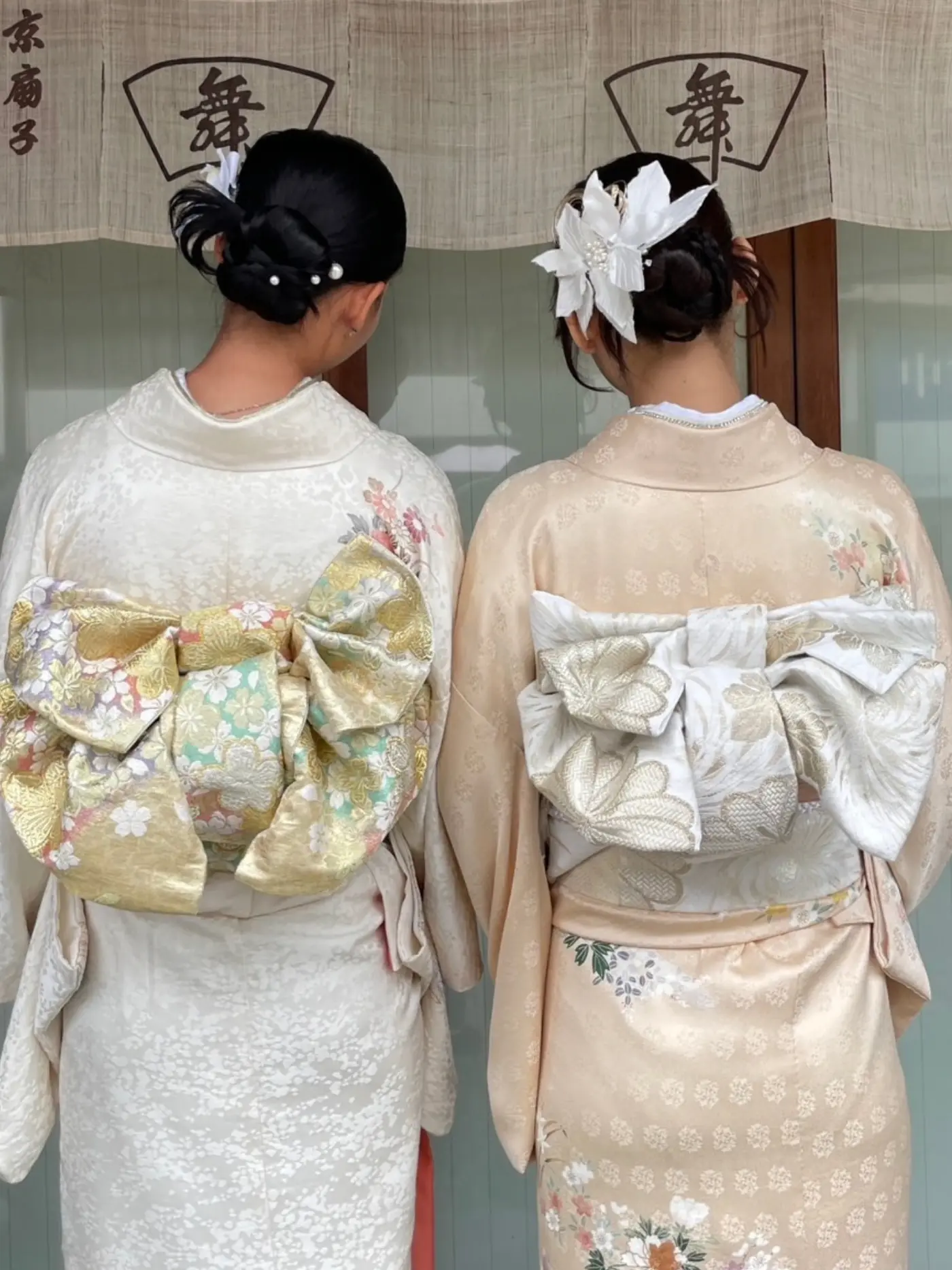 梨花和服のダブルリボン帯コーディネート