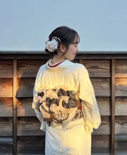梨花和服のレース着物レンタルコーデ
