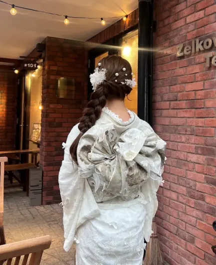 梨花和服のレース着物レンタルコーデ