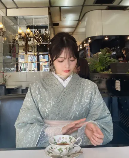 梨花和服のレース着物レンタルコーデ