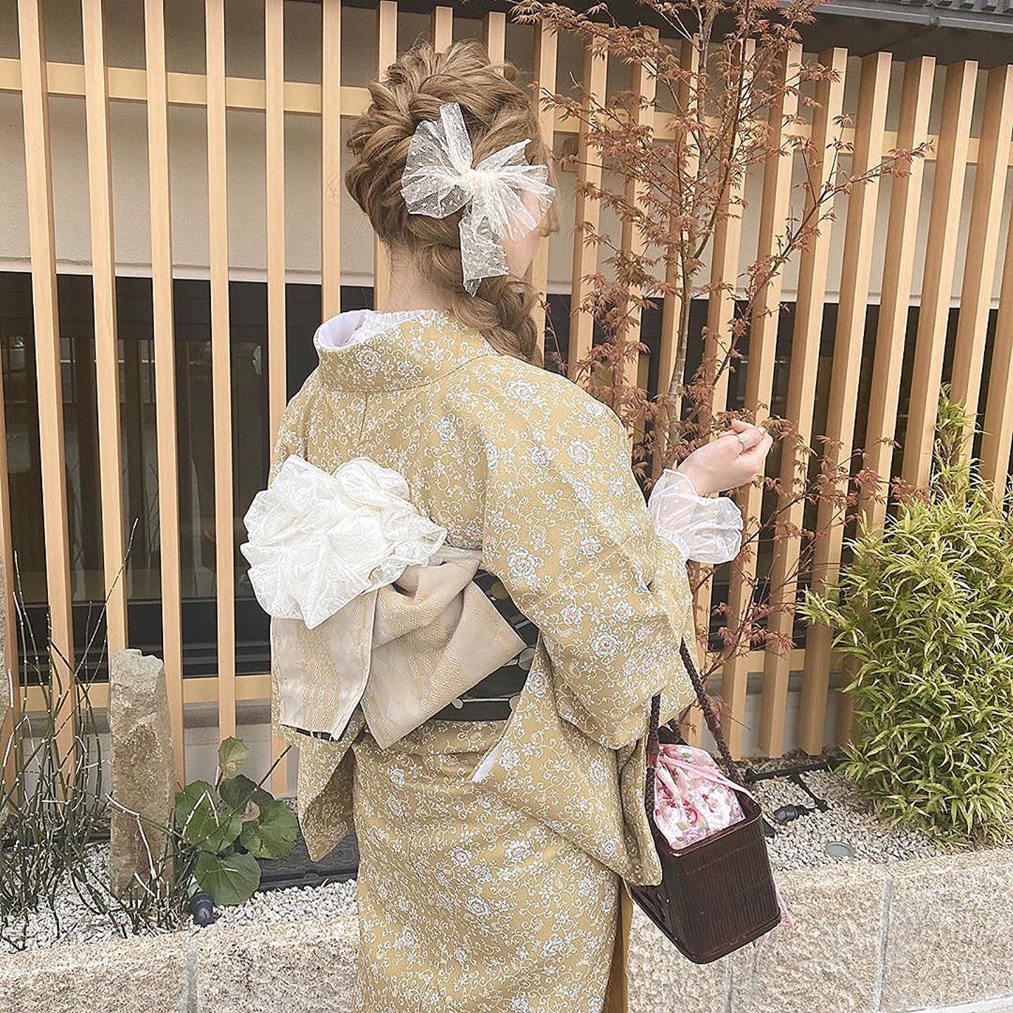梨花和服のあみおろしヘアセットイメージ