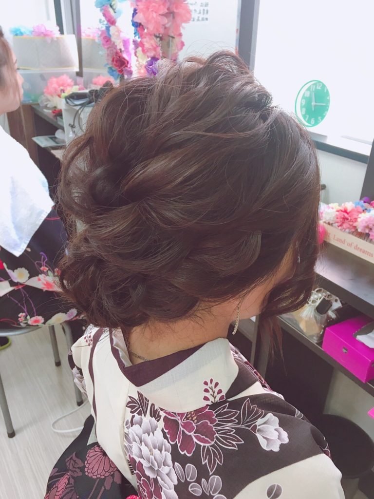 梨花和服のヘアセット