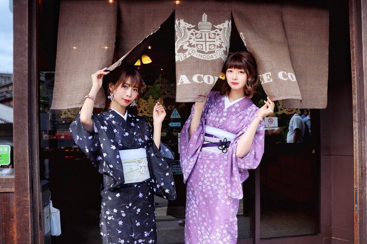 京都の夏に着物レンタルをレトロな夏用着物でかわいく楽しみました！