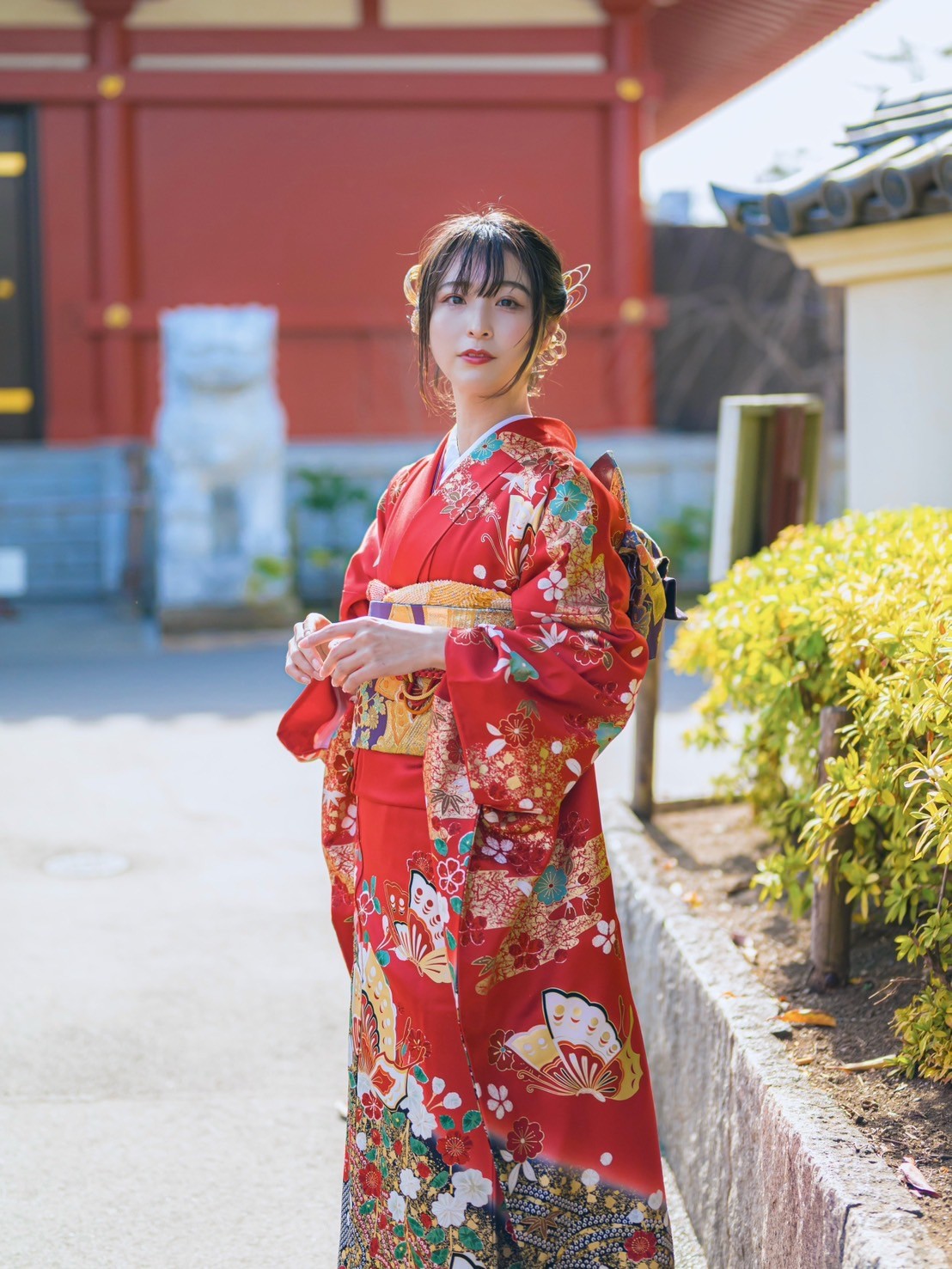 奢華正絹振袖和服髮型方案- 京都/淺草和服租賃梨花和服