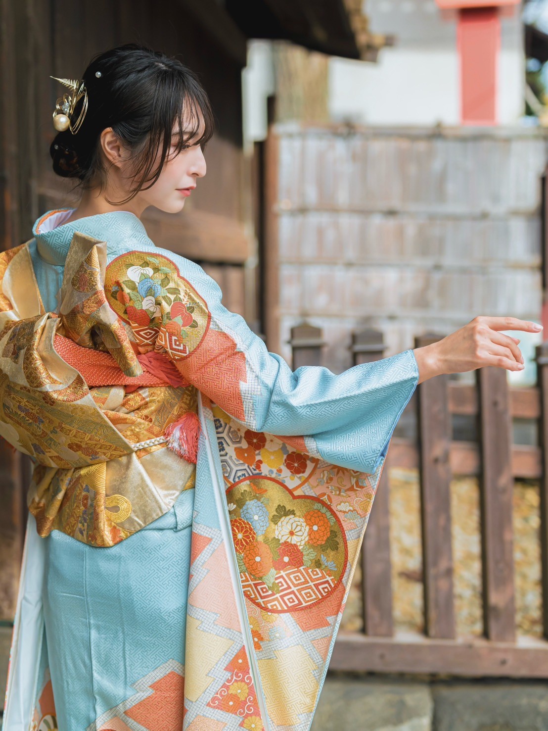 奢華正絹振袖和服髮型方案- 京都/淺草和服租借梨花和服