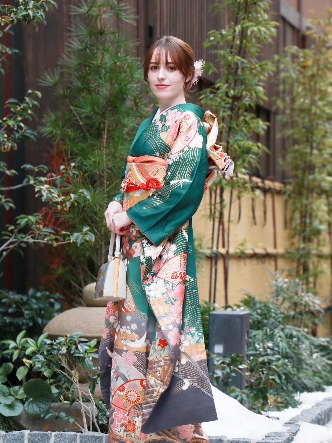 奢華正絹振袖和服髮型方案- 京都/淺草和服租借梨花和服